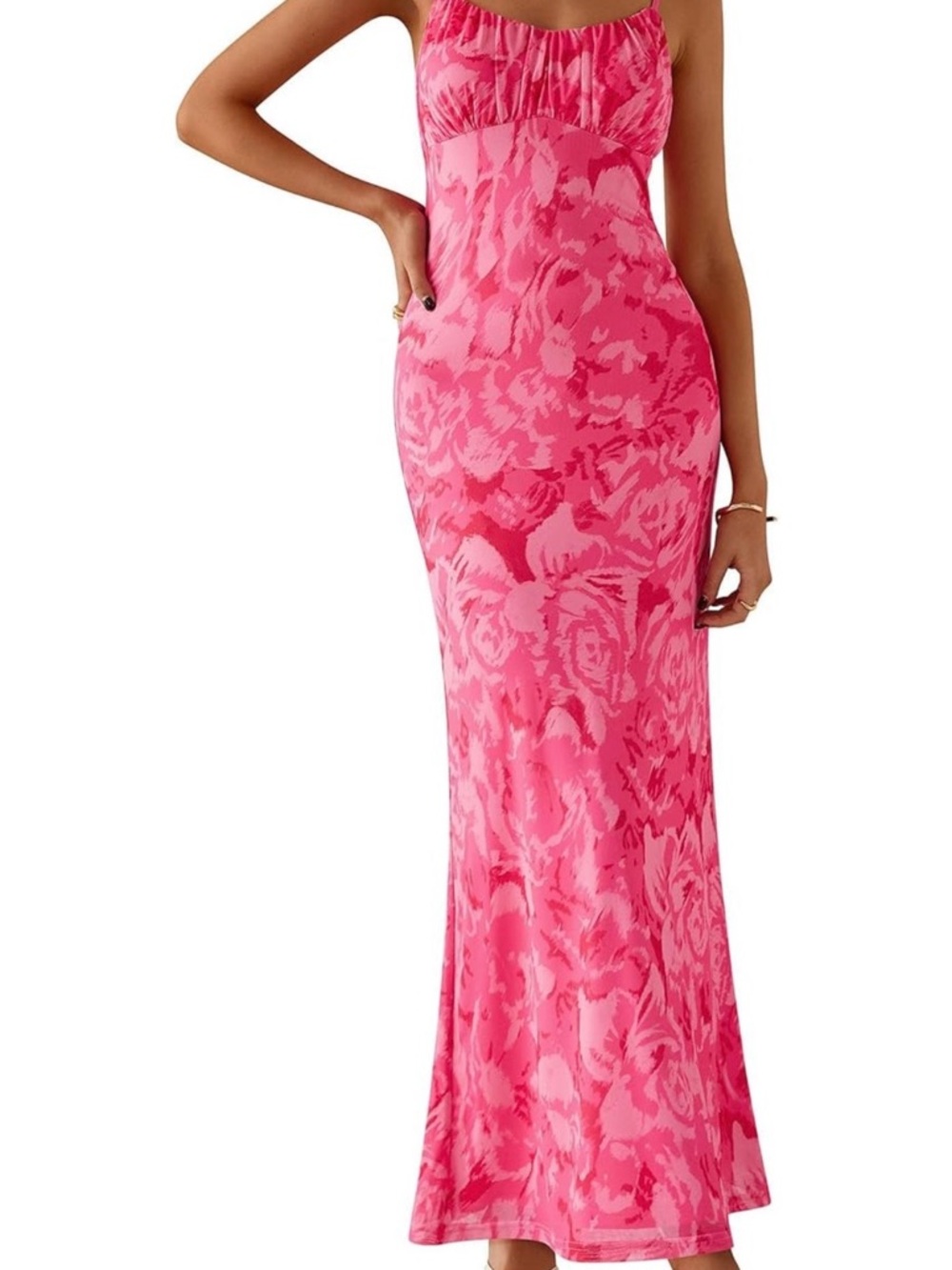 Pink Floral Maxi Dress